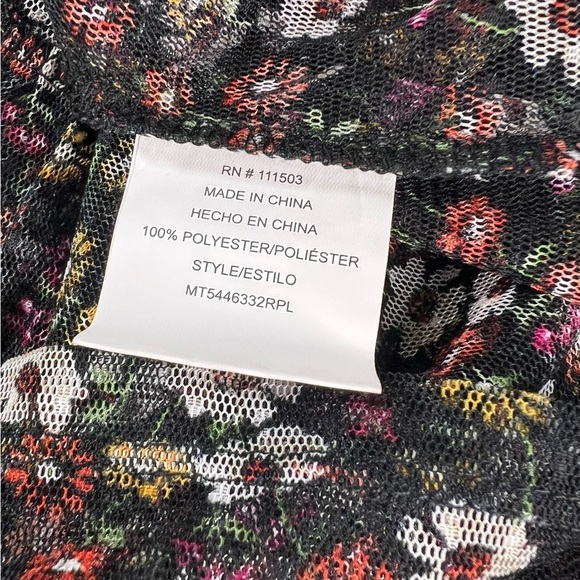 Meraki sheer tulle top size M whimsygoth Black floral puff sleeve tiered - Picture 8 of 8